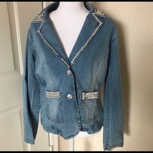 Jeanology vintage embellished denim jacket size 10